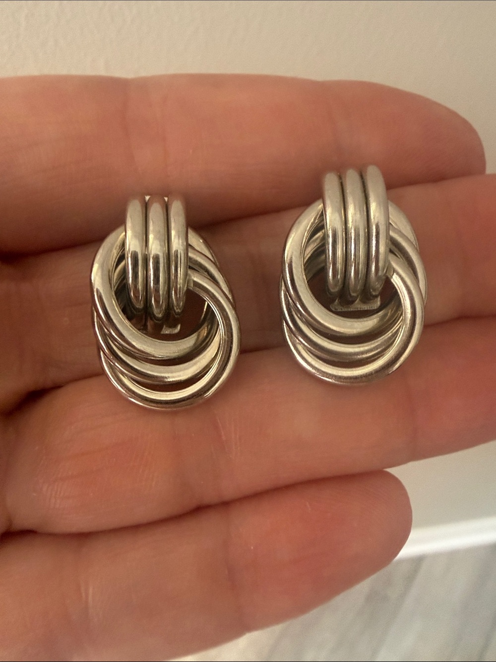 Triple Knot Door knocker Silver Earrings